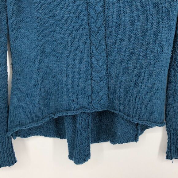 CABI Cable Knit Scoop Neck Sweater Dark Teal - Picture 4 of 6
